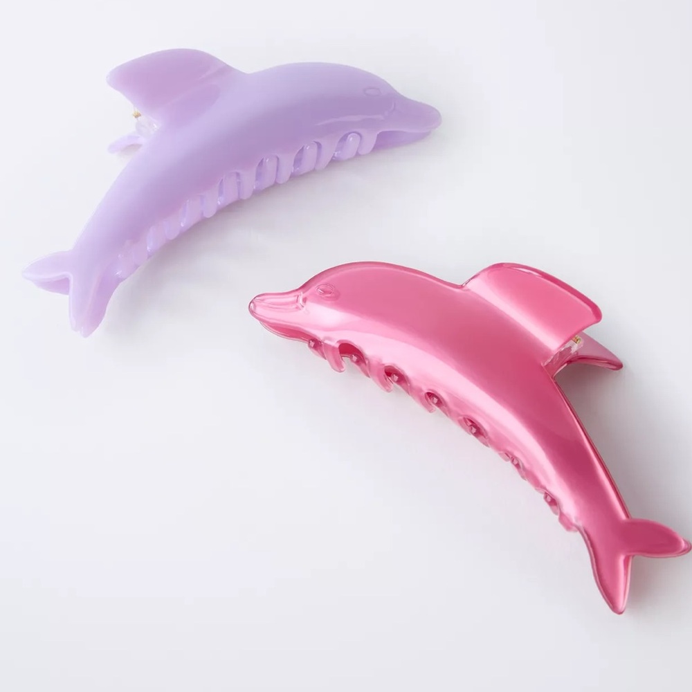 Zara Pink and Lavender Dolphin Hair Clips